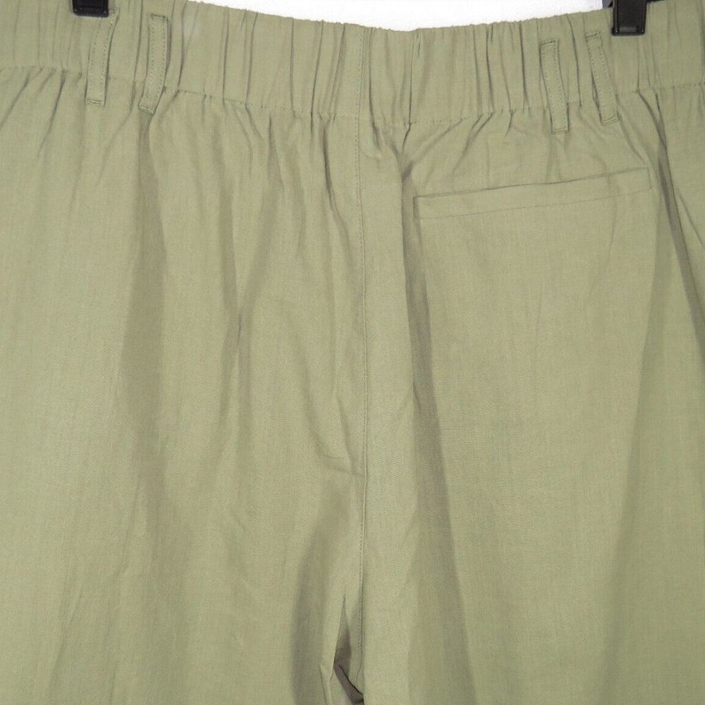 Halara Size XL Olive Lightweight Cotton Pleated Pull On Pants, Pockets - Picture 9 of 14